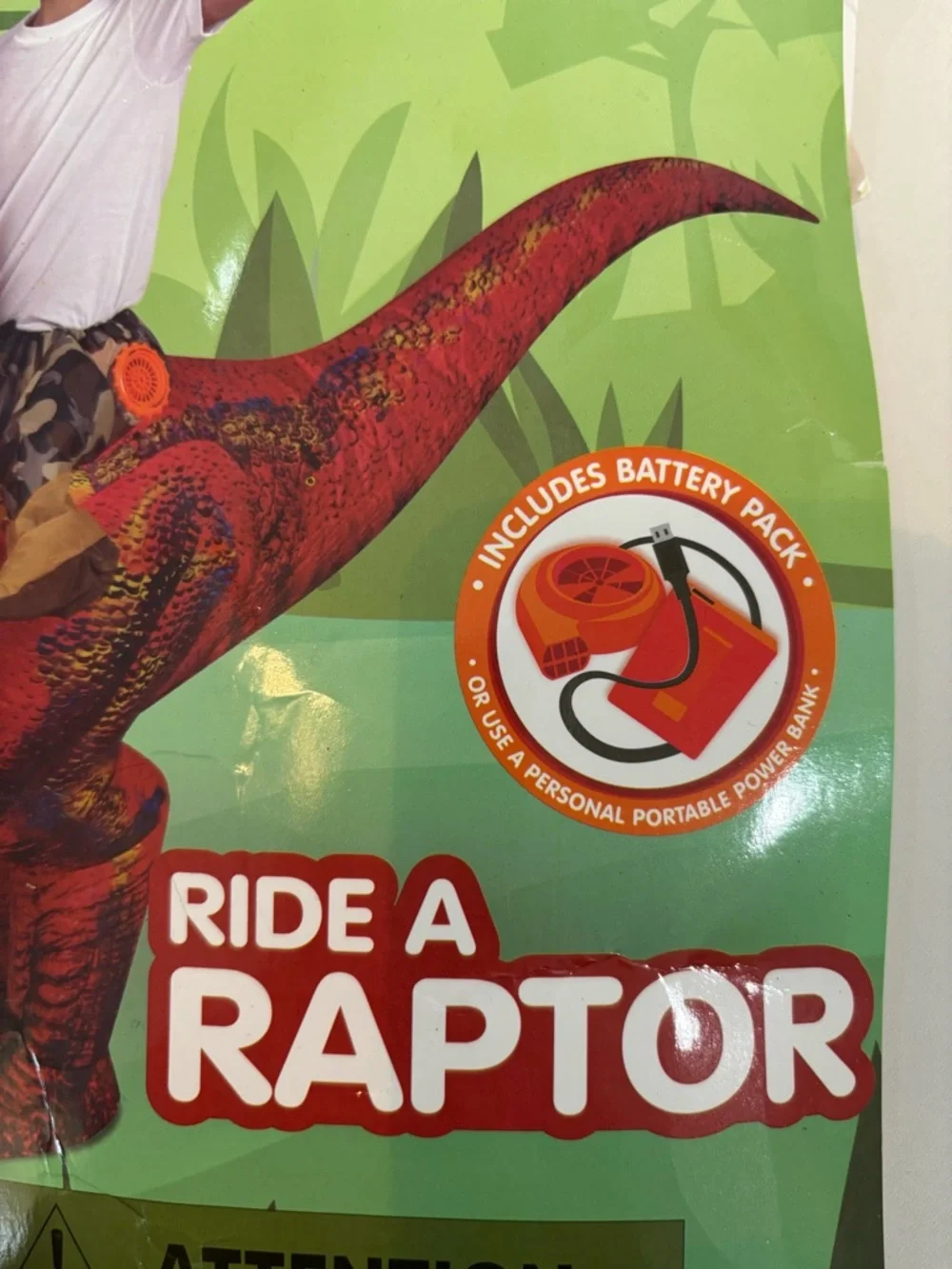 Spooktacular Creations Kids Inflatable Raptor Ride On Costume LED Eyes 7-10